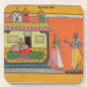 Krishna, das in Radhas Haus, Illustration Franc Untersetzer
