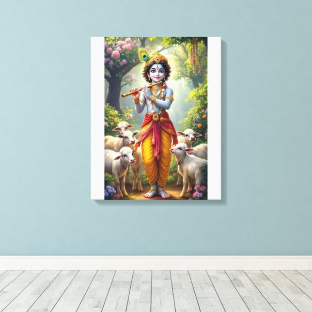 Krishna, der göttliche Hirte Leinwanddruck (Insitu (Holzboden))