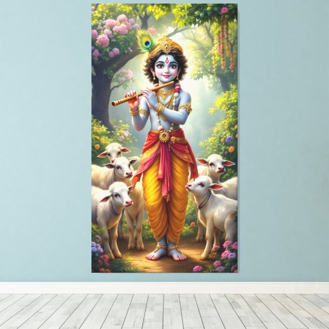 Krishna, der göttliche Hirte Leinwanddruck (Insitu (Holzboden))