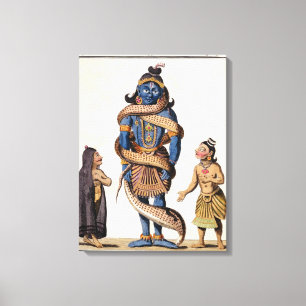 Krishna drückte durch die Kaliya Schlange, von Leinwanddruck