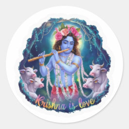 Krishna ist Liebe Sticker: Göttliche Hingabe Runder Aufkleber