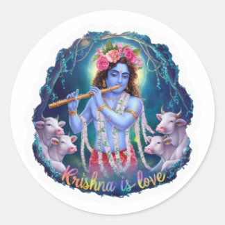 Krishna ist Liebe Sticker: Göttliche Hingabe Runder Aufkleber