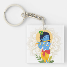 Krishna-Knopf mit Flöte Schlüsselanhänger