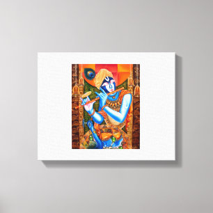 KRISHNA MIT DER FLÖTE LEINWANDDRUCK
