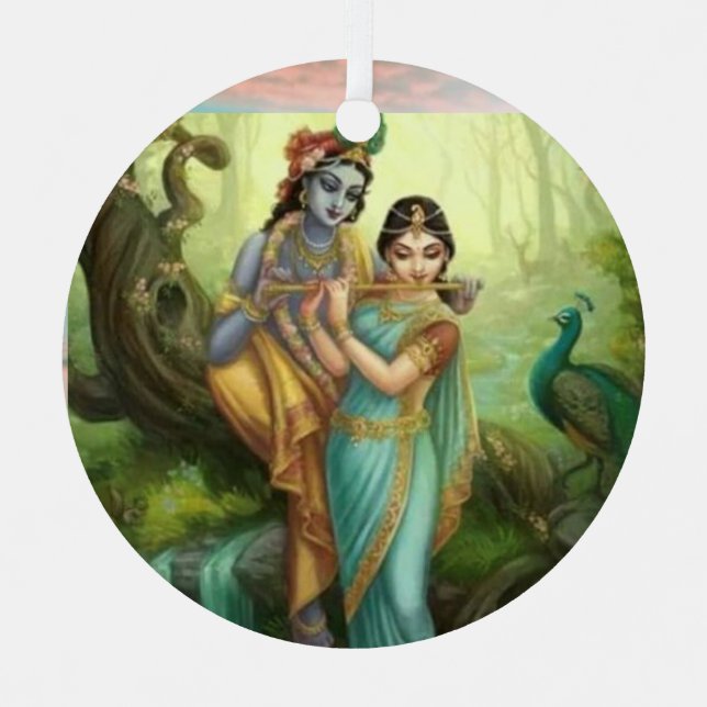 Krishna Radhey Ornament Aus Metall (Vorderseite)