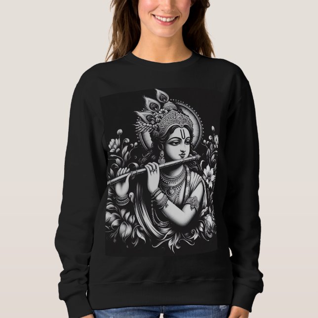 Krishna Schwarz und Weiß Sweatshirt (Vorderseite)