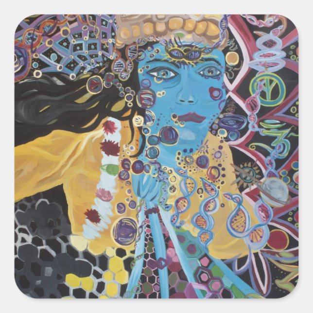 Krishna Sticker- Quadratischer Aufkleber (Vorderseite)