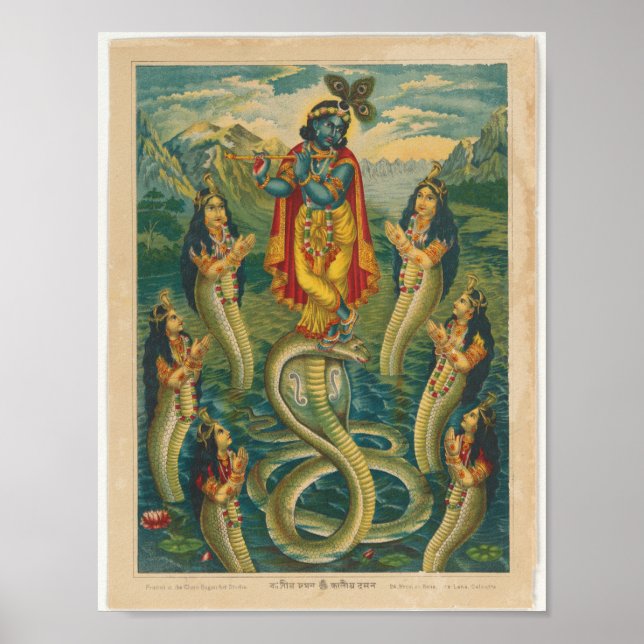 Krishna subduing Kaliya Poster (Vorne)