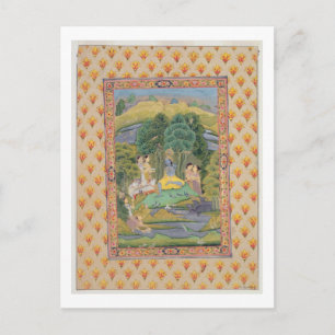Krishna und die Gopis (Gouache auf Papier) Postkarte