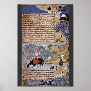 Krishna und die Pandavas gießen ihre Pferde durch  Poster