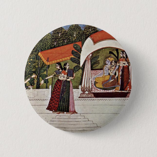Krishna und Radha in einem Pavillon durch Nihâl Button (Vorderseite)