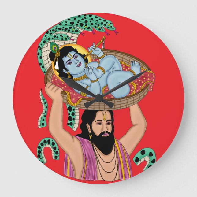Krishna & Vasudeva Wanduhr (Vorderseite)