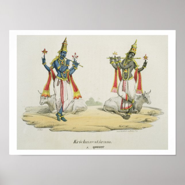 Krishna Venugopala, eingraviert von de Marlet und  Poster (Vorne)