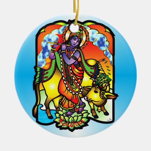 Krishna Verzierung Keramik Ornament (Vorne)