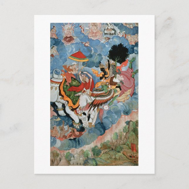 Krishnas Kampf mit Indra, c.1590 Postkarte (Vorderseite)