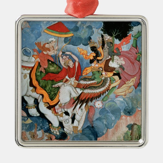 Krishnas Kampf mit INDRA, c.1590 Silbernes Ornament (Vorne)