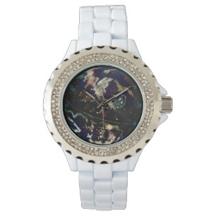 Kristall Accent Celestial Globe Watch Armbanduhr