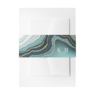 Kristall-Achat Hochzeit Teal ID825 Einladungsbanderole