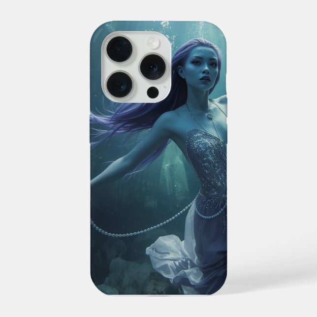 Kristall-Alien-Frau Fantasy – Unterwasser-Sci-Fi iPhone Hülle (Rückseite)