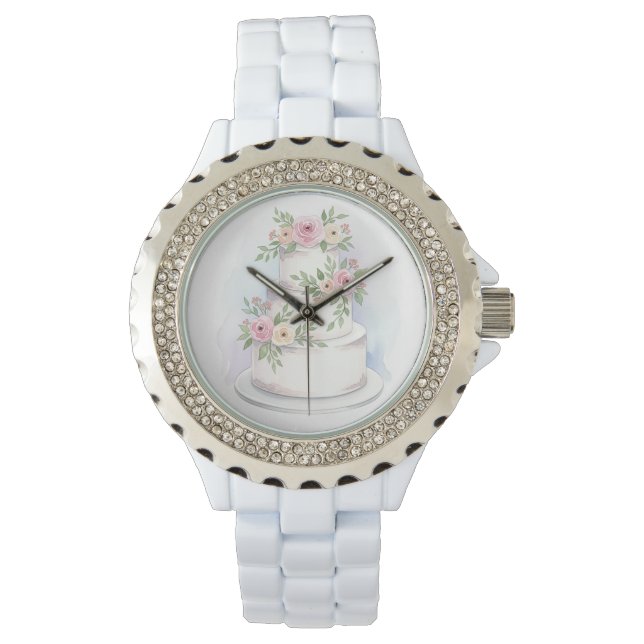 Kristall Bezel Wedding Cake Bridal Watch Armbanduhr (Vorderseite)