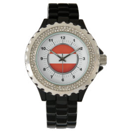 Kristall Black Enamel Watch - Frauenflagge in Öste Armbanduhr