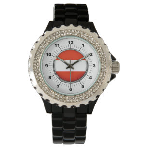 Kristall Black Enamel Watch - Frauenflagge in Öste Armbanduhr