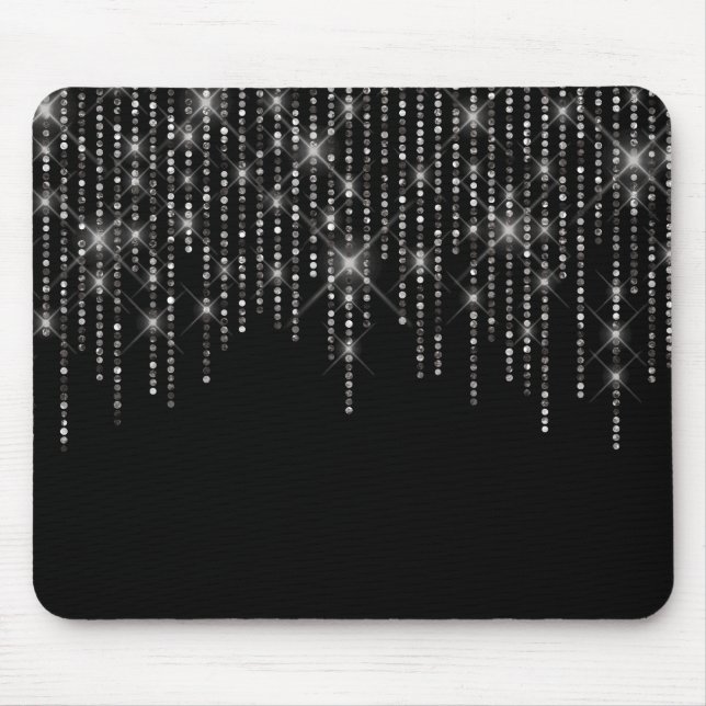 Kristall Bling auf schwarz Mousepad (Vorne)