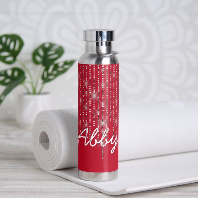 Kristall Bling mit Namen Trinkflasche (Yoga)