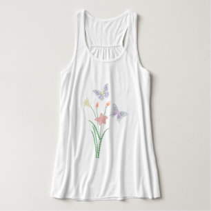 Kristall Blume und Schmetterlinge Tank Top