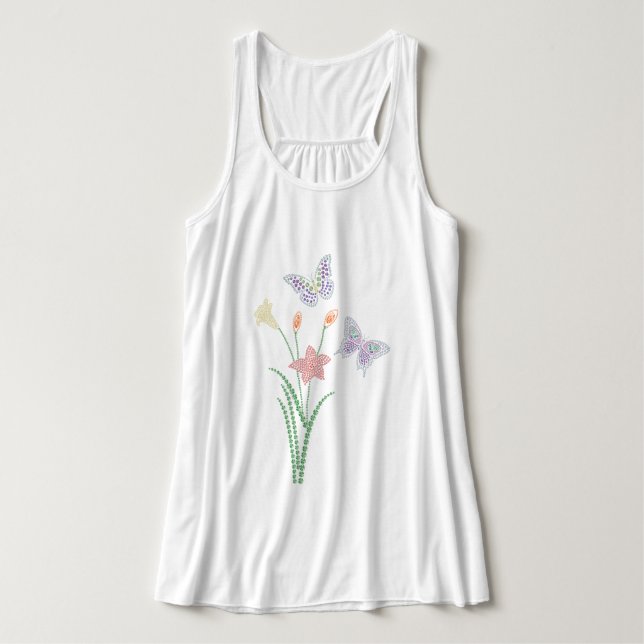 Kristall Blume und Schmetterlinge Tank Top (Design Vorderseite)