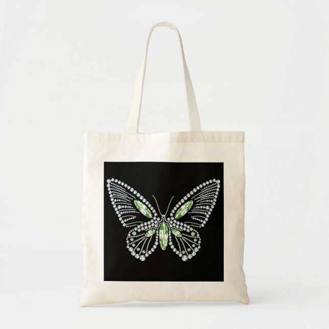 Kristall Butterfly Tote Tag Diamonds Design Tragetasche (Vorne)