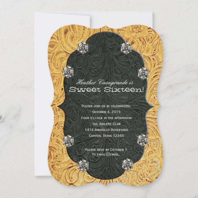 Kristall Cowgirl 16 . Geburtstag Geburtstag Einladung (Vorderseite)