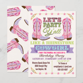 Kristall Cowgirl Einladungen zur Geburtstagsfeier
