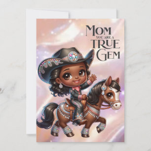 Kristall Cowgirl Muttertag Personalisiert Karte