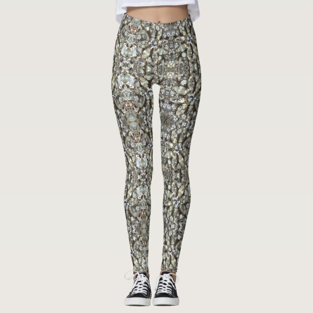 Kristall Diamond Bling Spiegelmuster Leggings (Vorderseite)