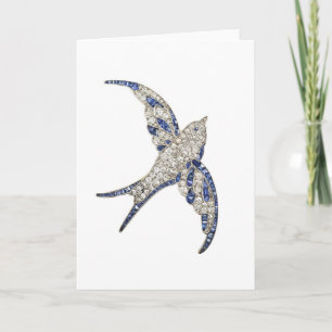 Kristall Diamonds Bird Vintage Kostümschmuck Karte