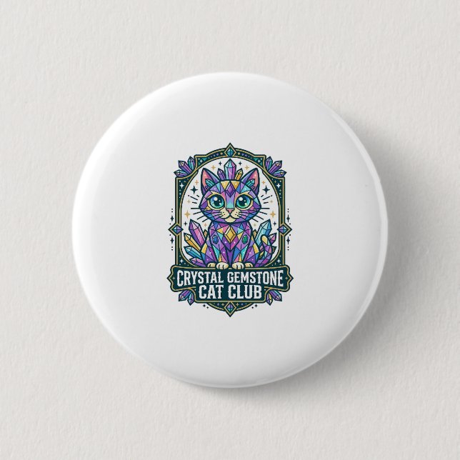 Kristall-Edelstein-Katze Katzen-Mama-Geschenkidee  Button (Vorderseite)