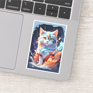 Kristall-Fantasie-Katzen-Kunstwerk Aufkleber