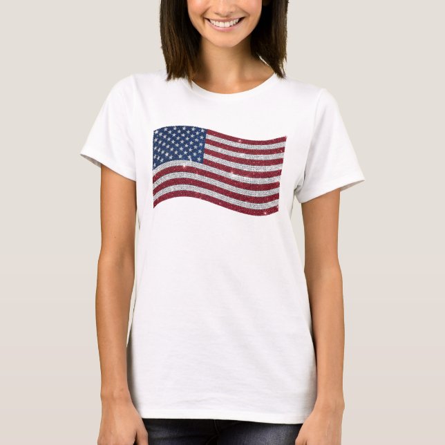 Kristall - Illustration der US-Flagge - Patriotik T-Shirt (Vorderseite)