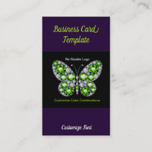 Kristall Jewels Emerald Butterfly Business Cards Visitenkarte