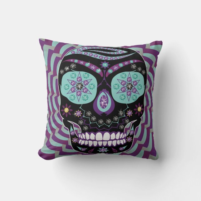 Kristall Jewels Skulls Lila Pillow Design Kissen (Vorderseite)