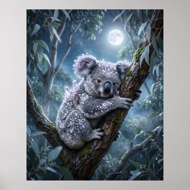 Kristall Koala Eukalyptus Leuchten Poster (Vorne)