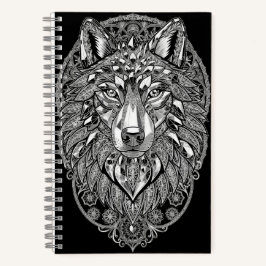 Kristall-Löwen-Wandkunst | Weiße Linienkunst auf S Notizbuch