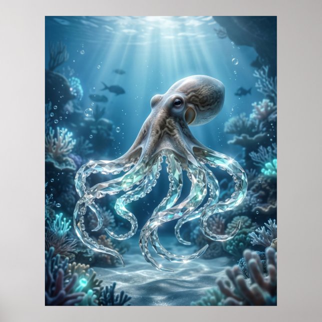 Kristall-Oktopus-Riff-Licht Poster (Vorne)