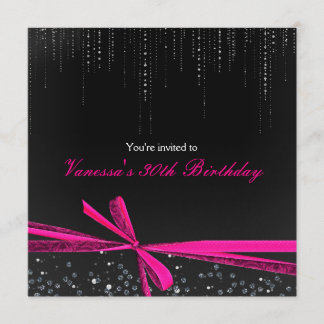 Kristall-Party Einladungen mit schwarzrosa Ribbon-