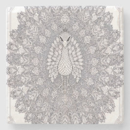 Kristall-Pfau-Wandkunst | Geometrische Pfauenlinie Steinuntersetzer