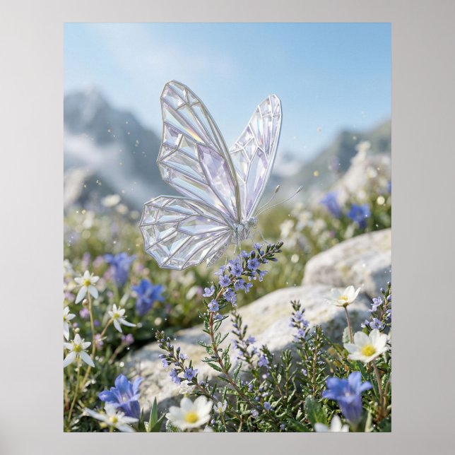 Kristall Schmetterlingsgarten Glanz Poster (Vorne)