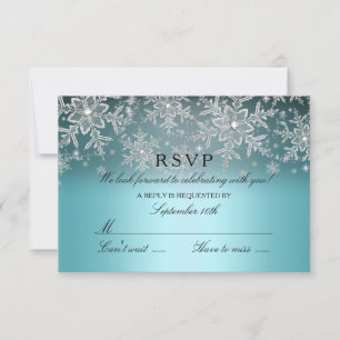 Kristall-Schneeflocke Blau Winter RSVP Karte