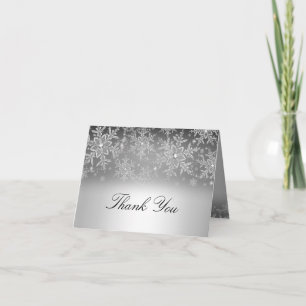 Kristall-Schneeflocke Silber Winter Dankeschön-Kar Dankeskarte