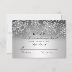 Kristall-Schneeflocke Silber Winter RSVP Karte